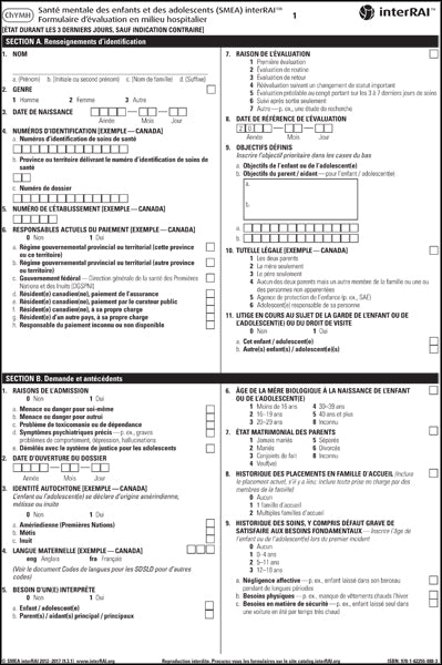 Santé mentale des enfants et des adolescents (SMEA) interRAI Formulaire d’évaluation en milieu hospitalier, Édition canadienne-française, 9.3.1 - License to Print