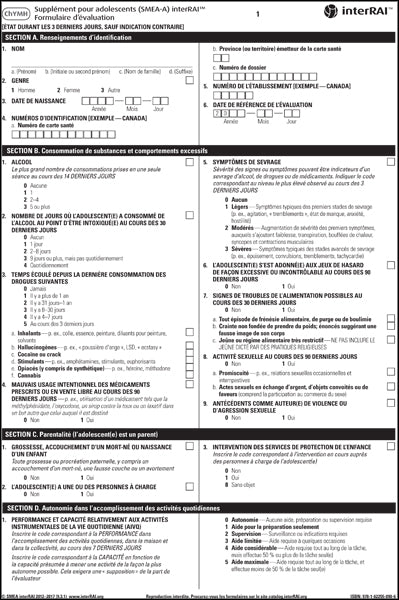 Supplément pour adolescents (SMEA-A) interRAI Formulaire d’évaluation, Édition canadienne-française, 9.3.1 - License to Print