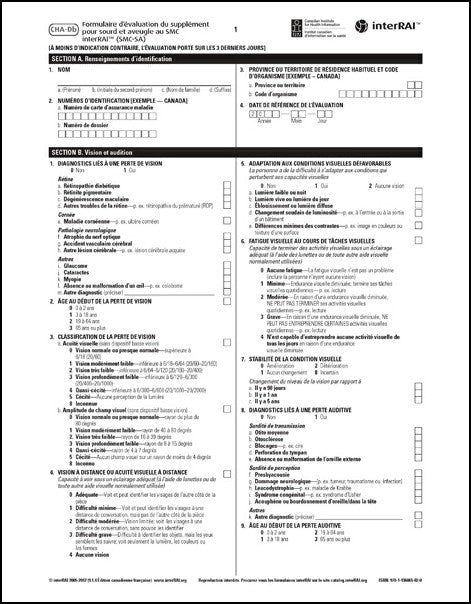 Formulaire d’évaluation du supplément pour sourd et aveugle au SMC interRAI (SMC-SA). Édition canadienne française, 9.1.4 - License to Print