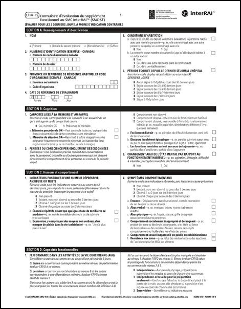 Formulaire d’évaluation du supplément fonctionnel au SMC interRAI (SMC-SF). Édition canadienne française, 9.1.4 - License to Print