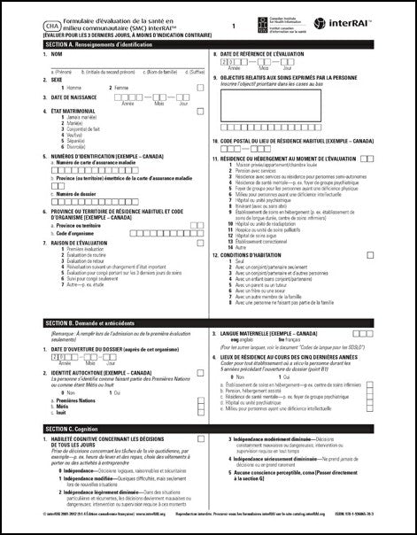 Formulaire d’évaluation de la santé en milieu communautaire (SMC) interRAI. Édition canadienne française, 9.1.4 - License to Print