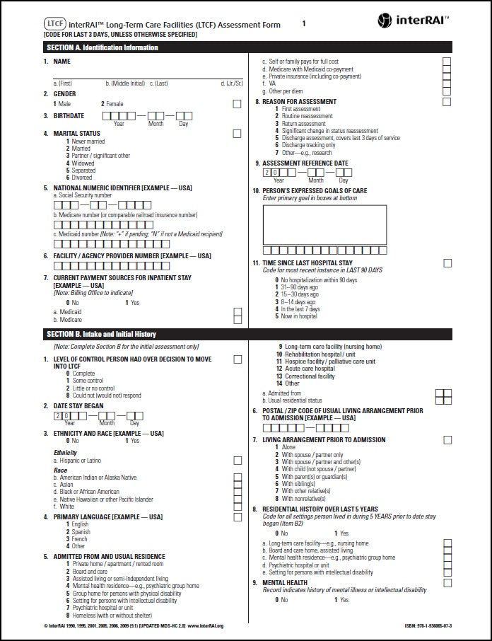 interRAI Long-Term Care Facilities (LTCF) Assessment Form, (Standard English Edition), 9.1.1 - License to Print