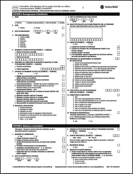 Formulaire d’évaluation de la santé mentale en milieu CMH communautaire (SMMC) interRAI, Édition canadienne-française, 9.2.3 - License to Print