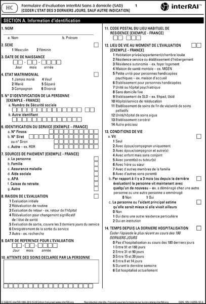 Formulaire d’évaluation interRAI Soins à domicile (SAD), Edition française, 9.4.1 - License to Print