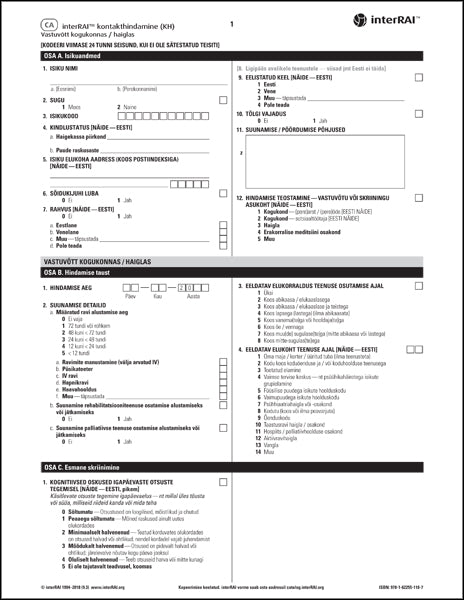 interRAI kontakthindamine (KH), Eestikeelne väljaanne, 9.3.0 - License to Print