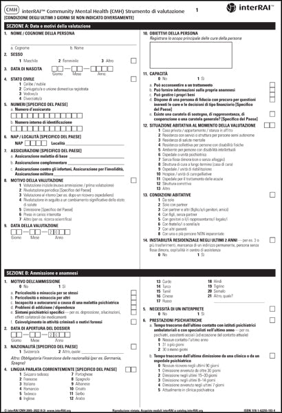 interRAI Community Mental Health Svizzera (CMHSvizzera) Strumento di valutazione, Edizione italiana per la Svizzera, 9.3.1 - License to Print