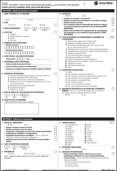 interRAI Community Mental Health Suisse (CMHSuisse) Formulaire d’évaluation, Edition française pour la Suisse, 9.3.1 - License to Print