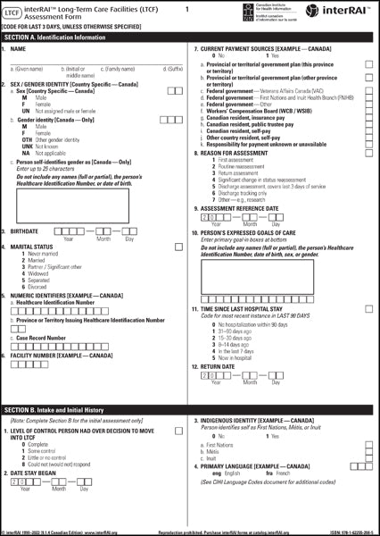 interRAI Long-Term Care Facilities (LTCF) Assessment Form, Canadian Edition, 9.1.4 - License to Print