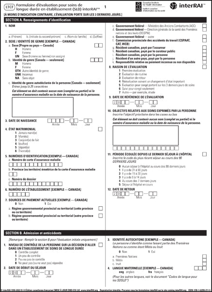 Soins de longue durée en établissement (SLD) interRAI formulaire d’évaluation, 9.1.4, Édition canadienne française - License to Print