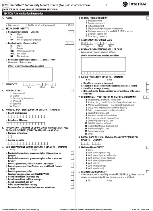 interRAI Community Mental Health (CMH) Assessment Form, 10.0, Standard Edition